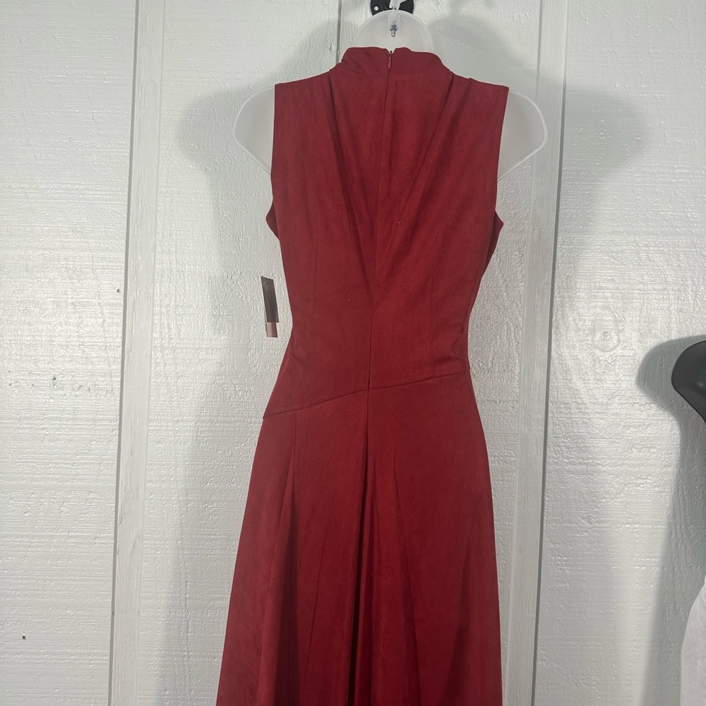 Taylor Women's Faux-Suede Asymmetrical-Hem Sleeveless Midi Dress Size 2 NWT - Picture 9 of 12